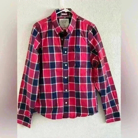 Abercrombie & Fitch Men’s Button Up Plaid Long Sleeve Shirt Lot of 3 Size Large - Picture 2 of 15